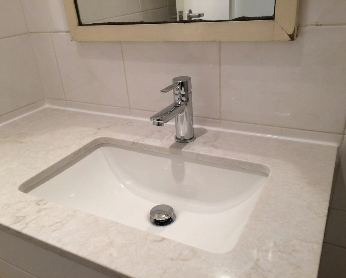 After: New sink and tap installed, joints recaulked clean and watertight. in Glen Abbey, Oakville