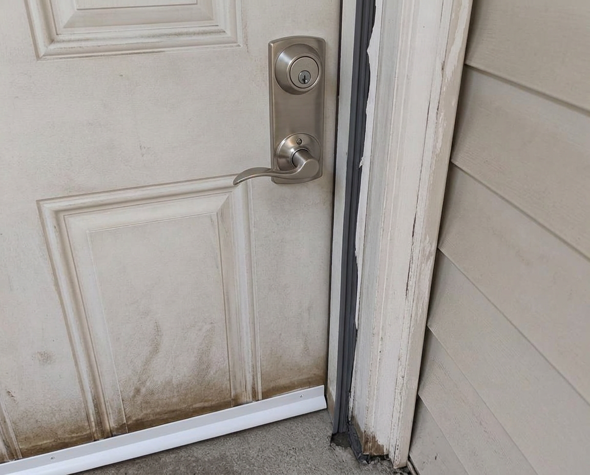 After: Rehung and planed, new hardware fitted, gaps sealed. in Old Oakville